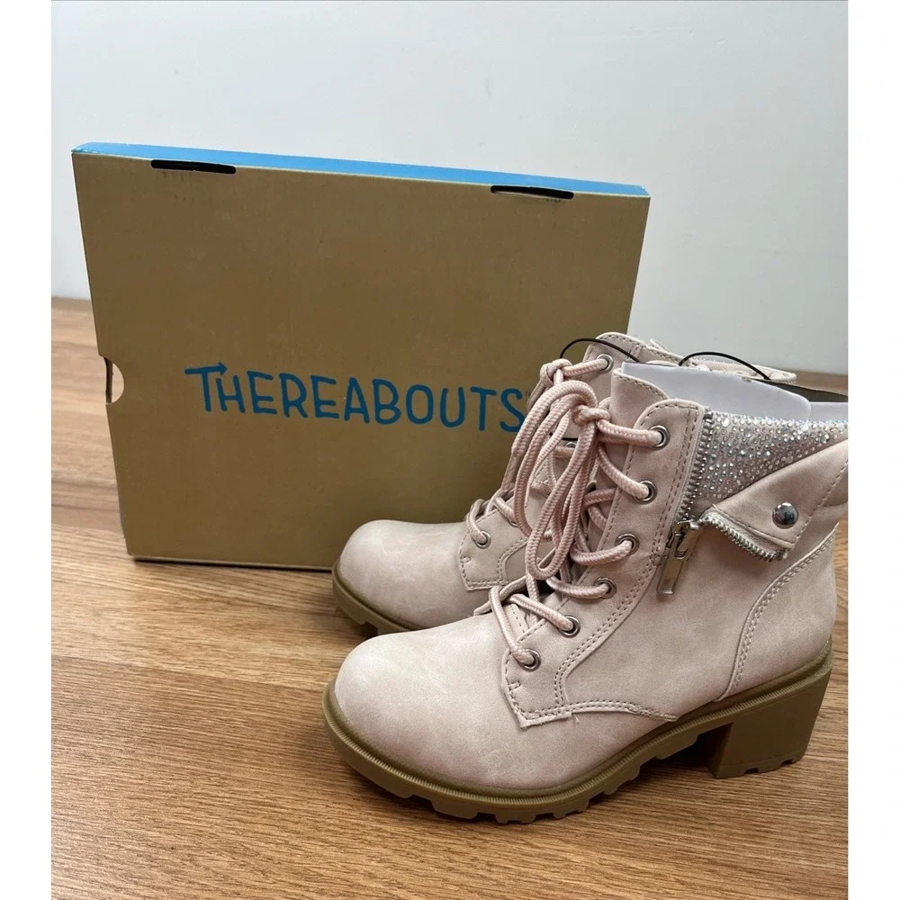 Thereabouts Kinsley Mauve Sparkle Zip Ankle Boots Youth Girls Size‎ 2 NEW